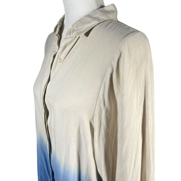 Rachel Comey Women's Green Blue Tie-Dye Long Sleeve Button-Down Blouse Small - Picture 5 of 12